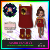 *LVD* Aloha Beaches Red Swim Suit - TD