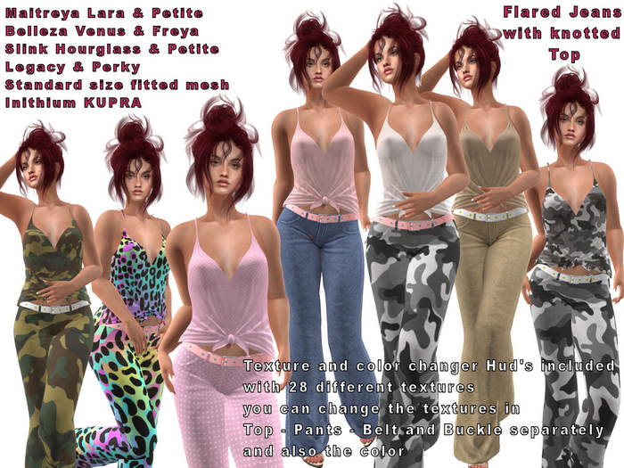 Flared Jeans with knotted  Top