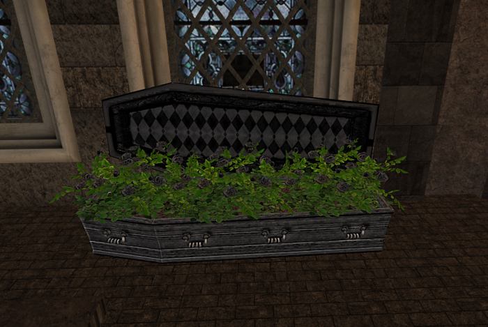 Bone Candy- Coffin Flower Bed Black Roses