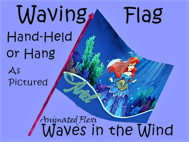 06. HAND HELD WAVING FLAG PRINCESS ARIEL LITTLE MERMAID