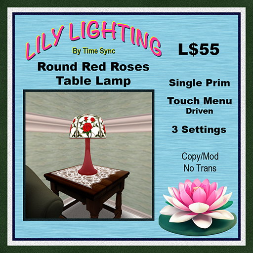 Round Red Roses Table Lamp