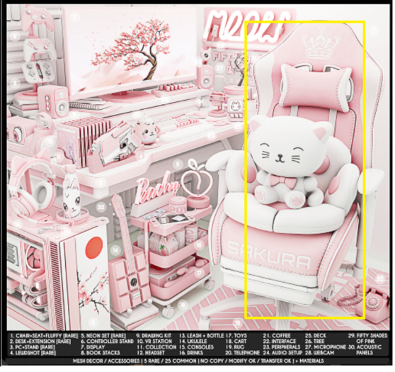 1. BAMSE : Sakura - Chair + Seat + Fluffy RARE
