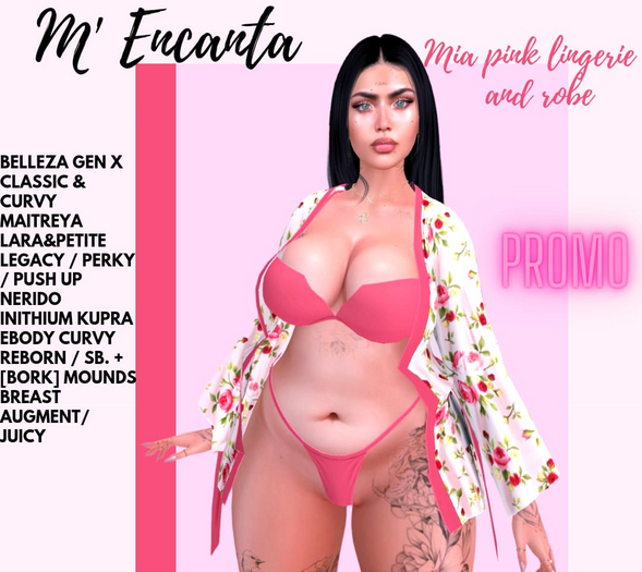 ~M ENCANTA~MIA PINK LINGERIE AND ROBE