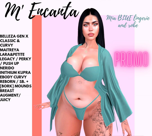 ~M ENCANTA~MIA BLUE LINGERIE AND ROBE
