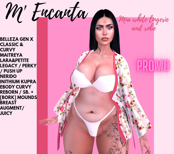 ~M ENCANTA~ MIA WHITE LINGERIE AND ROBE