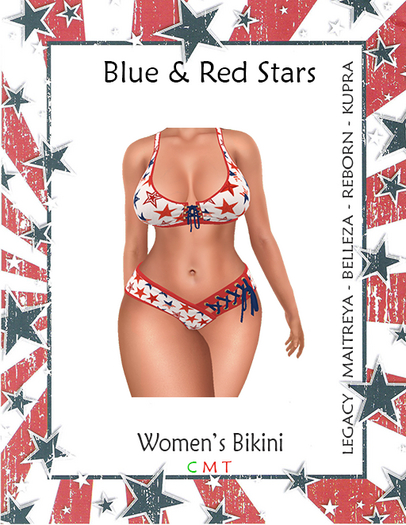 BLUE AND RED STARS  Women's Mesh Bikini