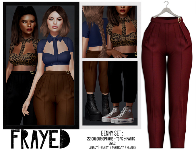 Frayed - Benny Pants - Burgundy