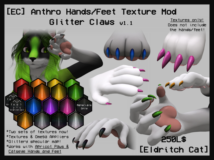 [Eldritch Cat] Anthro Paws Glitter Claws