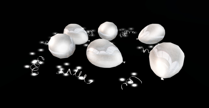 balloon with lights & ribbon_ White / Silver