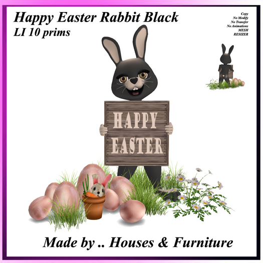 Happy Easter Rabbit Black