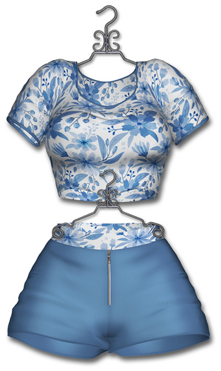 Graffitiwear Perriwinkle Curvacious Top & Shorts