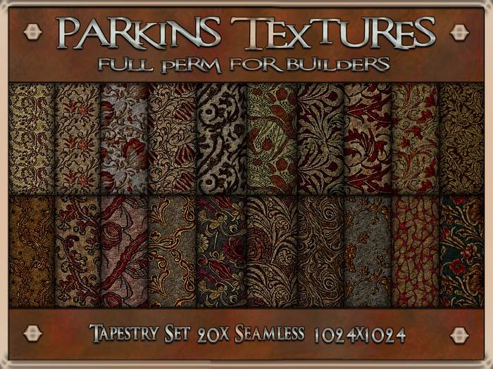 Parkins Textures - Tapestry Set - Seamless 1024 - Fabric, Decoration, Furnishing, Floor, Medieval, Rug, Gold, Historic