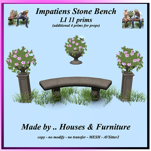 Impatiens Stone Bench