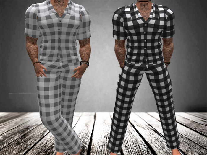 PROMO CHAOTIC ARMY - Mens Black & White Check Pyjamas PJs Set for Jake Boxed