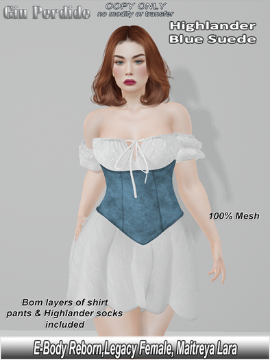 Highlander Blue Suede Outfit 