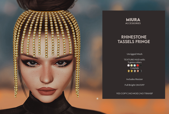 MIURA - Rhinestone Tassel Fringe - Mesh Hair Decor / Mesh Hair Accessory