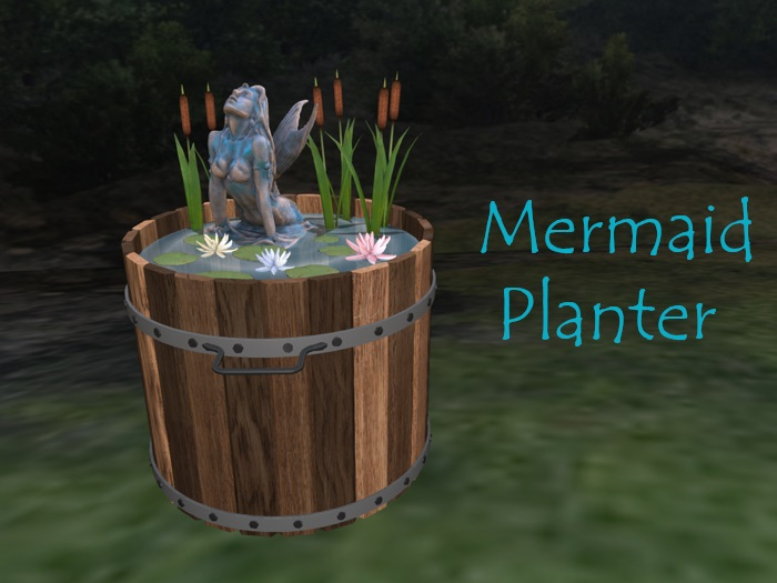 -MBC- wooden water mermaid planter