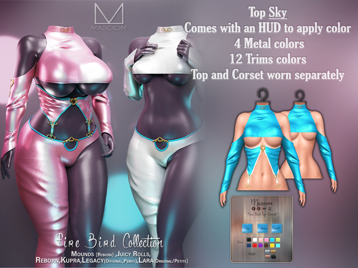 [[ Masoom ]] Fire Bird Top - Sky