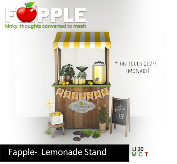 Fapple- Lemonade Stand- gives lemonade on touch
