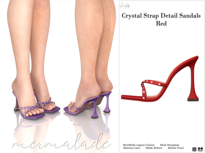 MERMALADE Crystal Strap Detail Sandals Red
