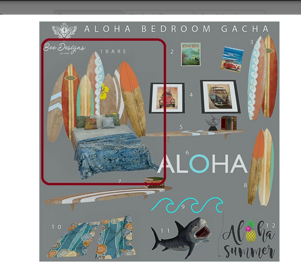 01 Bee Designs Aloha Bedroom  RARE