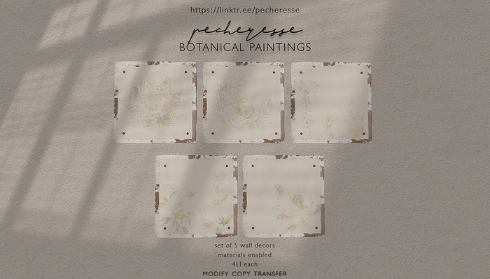 pecheresse. botanical paintings set