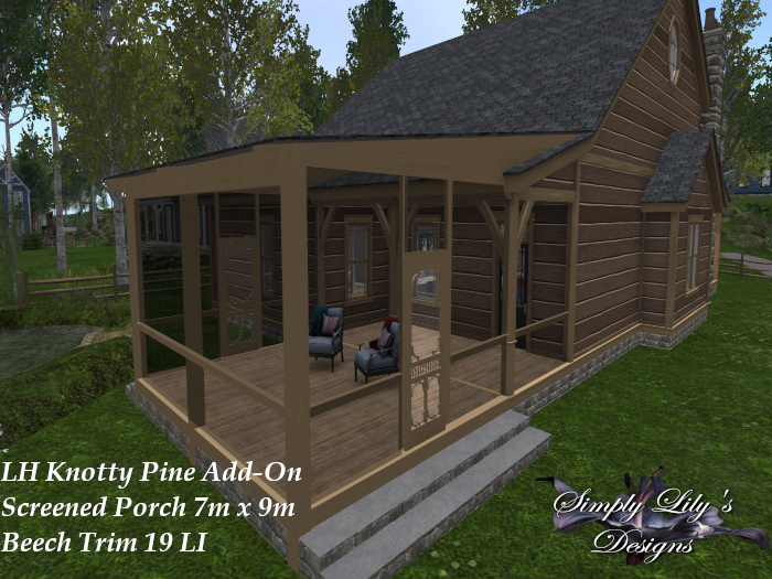 LH Ranch - Knotty Pine/Knotty View Screen Back Porch Ext. Beech Trim ~SLD MESH~