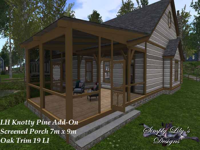 LH Ranch - Knotty Pine/Knotty View Screen Back Porch Ext. Oak Trim ~SLD MESH~