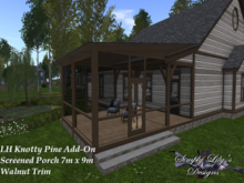 LH Ranch - Knotty Pine/Knotty View Screen Back Porch Ext. - Walnut Trim ~SLD MESH~