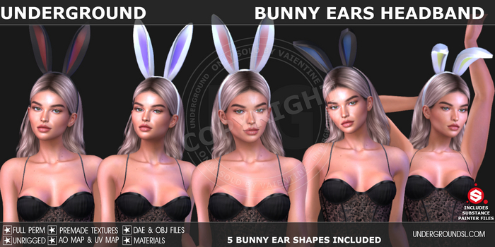 [UG MESH] BUNNY EARS HEADBAND - FULL PERM