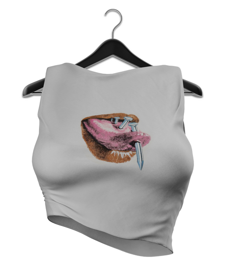 [HUNTT] - Liu Cropped Muscle Tee - Lips