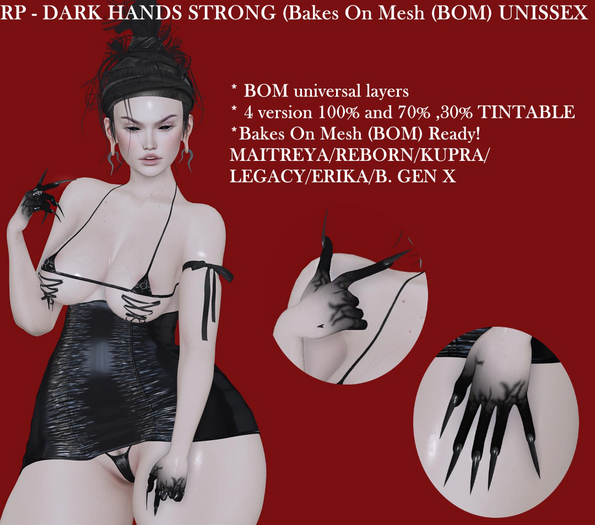 RP - DARK HANDS STRONG Baked on Mesh ( BOM)