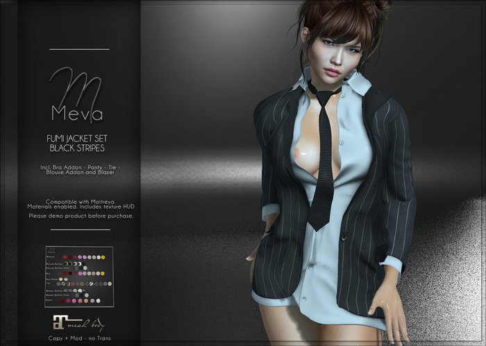 Meva Fumi Jacket Set Black Stripes Box