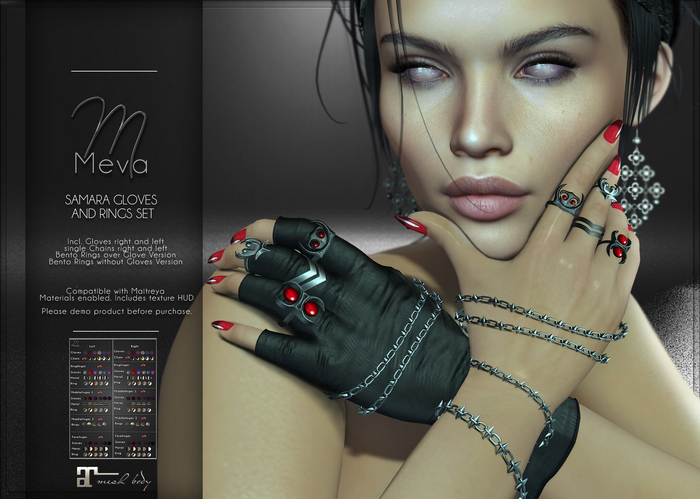 Meva Samara Gloves and Rings Set Demo Box