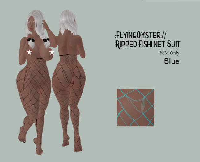 :FlyingOyster:// Ripped Fish net Suit Blue (add