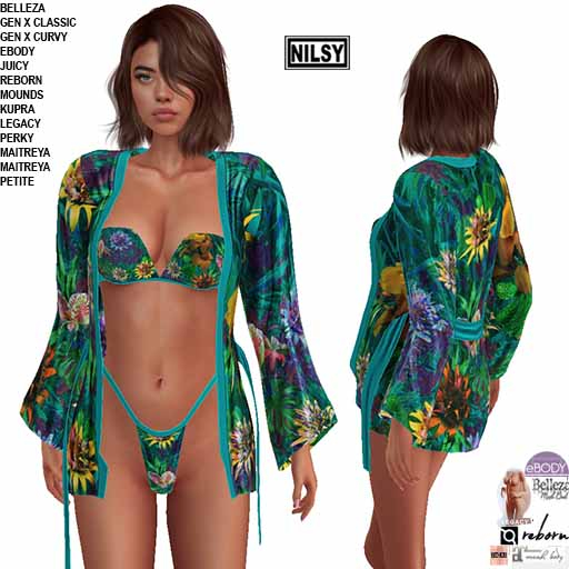 TROPICAL BIKINI&ROBE,MESH BODY