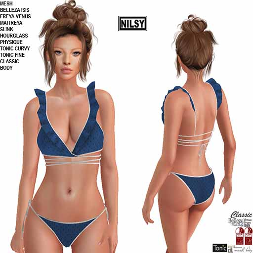 RUFFLE TOP BIKINI,CL&MESH BODY