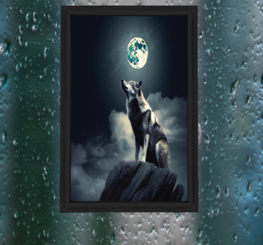 wolf (grey) under the moon