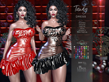 Tandy Strapless Ruffle Dress,Leopard Latex, 70 + colors,Luna Chelsea, Latex Dress,Latex Dress,Latex Dress