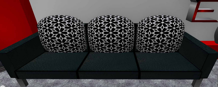 DD Blk Leather Designer Couch