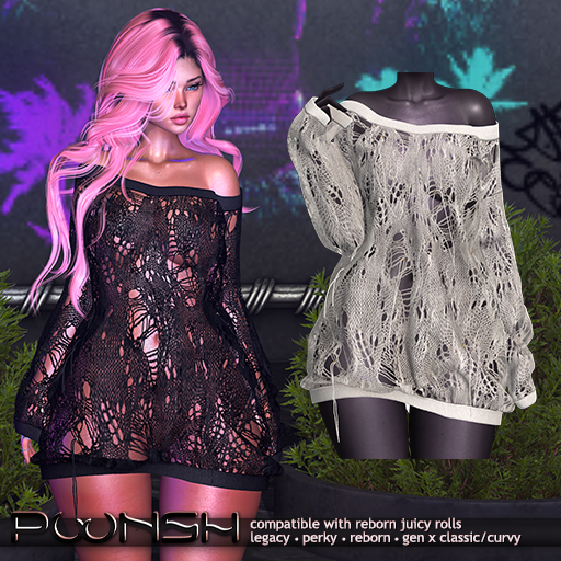 - pOOnsh - Kyoko Ripped Sweatshot (white)