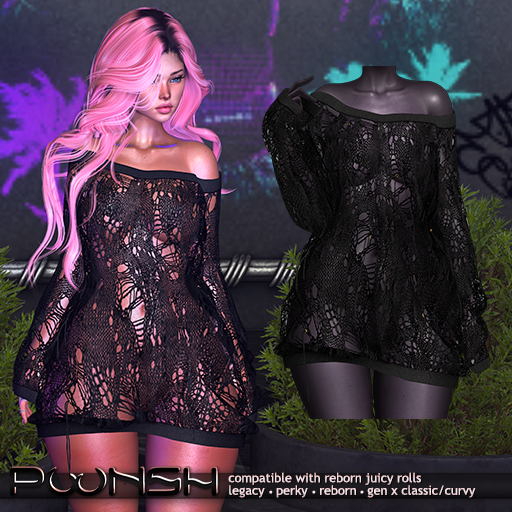 - pOOnsh - Kyoko Ripped Sweatshot (black)