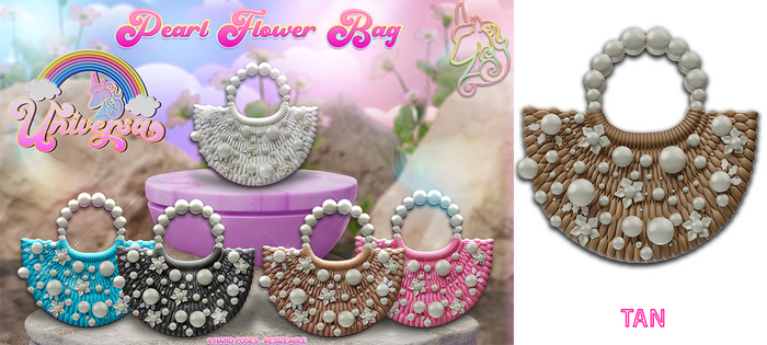 #UNIVERSA - Pearl Flower Bag - TAN