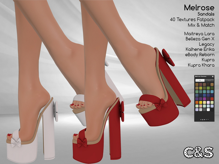 C&S Melrose Sandals for Maitreya, Belleza, Kalhene, Legacy, eBody and Kupra. 40 Text