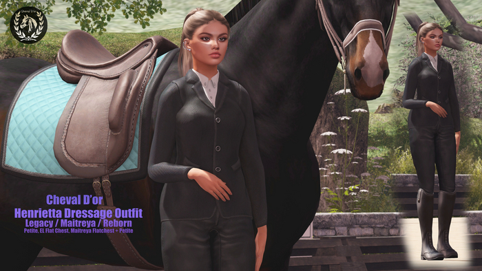 Cheval D'or / Henrietta Dressage Outfit. [Legacy, Petite, eL Flatchest, Reborn, Maitreya, Petite, Flatchest]