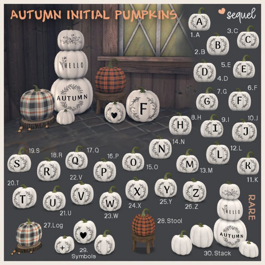 5. Sequel - Autumn Initial Pumpkins - White E