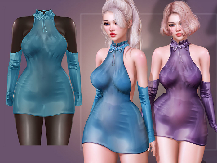 Kaithleen's Kelly Neckholder Latex Dress - Mint