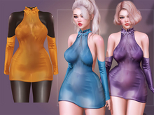 Kaithleen's Kelly Neckholder Latex Dress - Gold