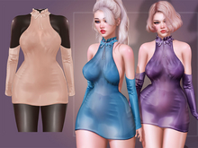 Kaithleen's Kelly Neckholder Latex Dress - Cappuccino