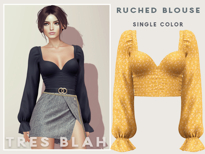 Tres Blah - Ruched Blouse - Happy